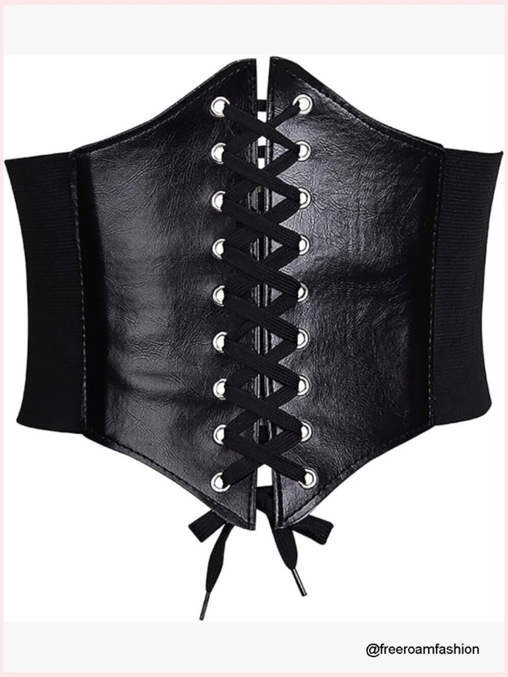 Wide Lace-up Elastic Corset Belt with Velcro Closure